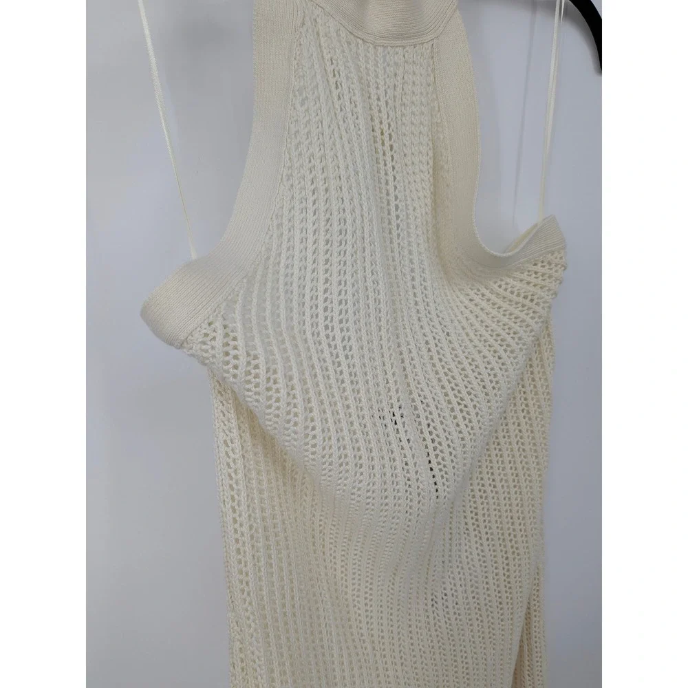 Beach Riot Romee Maxi Dress Womens Medium Cream Halter Neck Open Knit Cotton - Picture 4 of 10